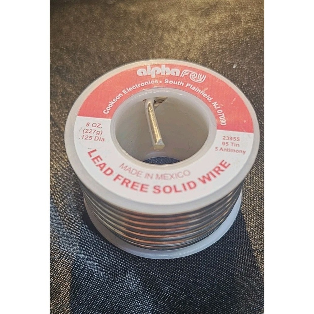 ALPHA FRY 23955 95 TIN 5 ANTIMONY LEAD FREE SOLID SOLDER WIRE 8 OZ NEW